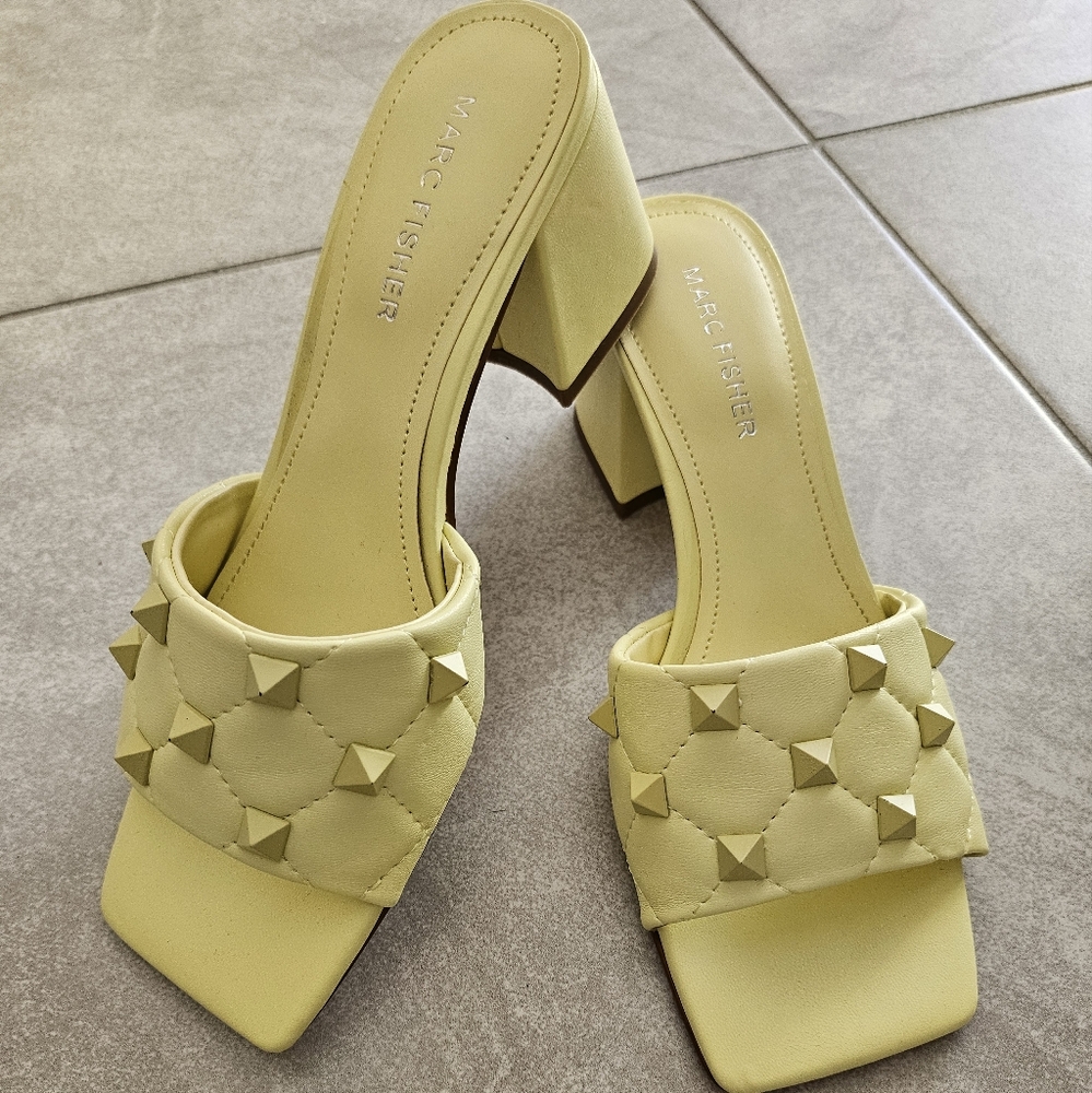 Marc Fisher Women's Yellow Studded Mules NEW